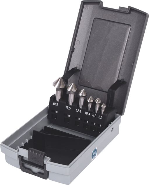 KS Tools 336.0456 HSS Co 5 Kegel-Entgratsenker-Satz, Kunststoffkassette 6-tlg.