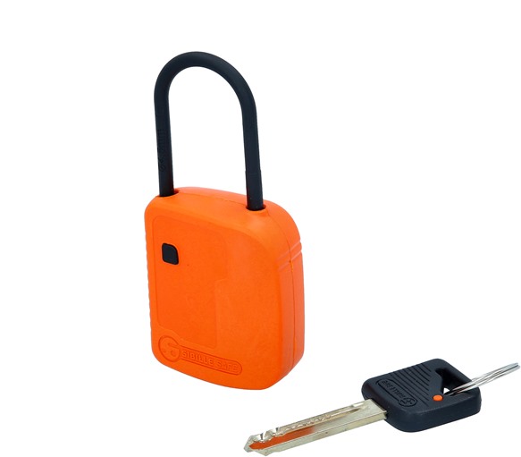 Absperr-Vorhängeschloss, orange, Verbundmaterial, 38 mm vielseitig einsetzbarzur Verriegelung von Anlagen bei Wartungsarbeiten, im Elektrobereich, in der Medizin, beim Militär, im Bergbau etc.