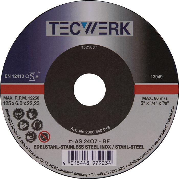 TECWERK 2000840013 Schruppscheibe D125xS6mm gekr.Univ.Bohr.22,23mm TECWERK 20008