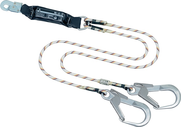 MAS 6941151 Bandfalldämpferverbindungsmittel Tyger Twin SK 12 Länge 1,5 m EN 354 EN 355  EN 354, EN 355 · mit Kernmantelseil 12 mm · der Bandfalldämpfer reduziert die auftretenden Stoßkräfte weit unter die erlaubten Maximalwerte · diese Ausführung ist mit