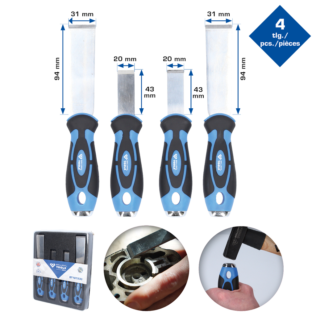Brilliant Tools  BT101930 Universal-Schaber-Satz, 4-tlg