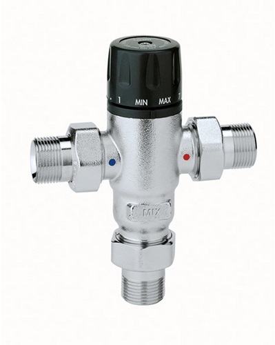 CALEFFI 521500 Thermomischer 521 Messing, einstellbar 3/4Zoll, 30-65 GrC Messing