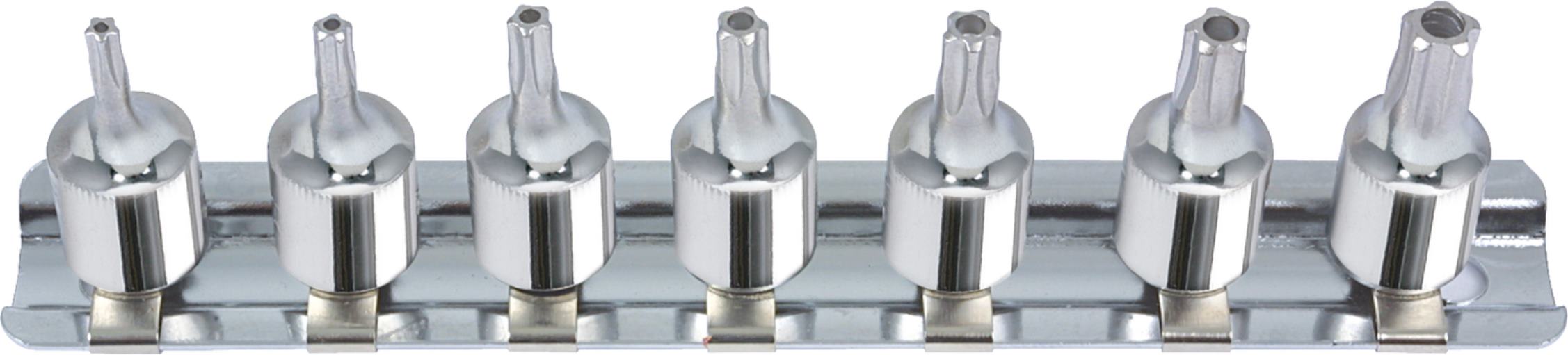 KS Tools 918.1545 1/4'' CHROMEplus Bit-Stecknuss-Satz Fünfstern Bohrung, 7-tlg.T