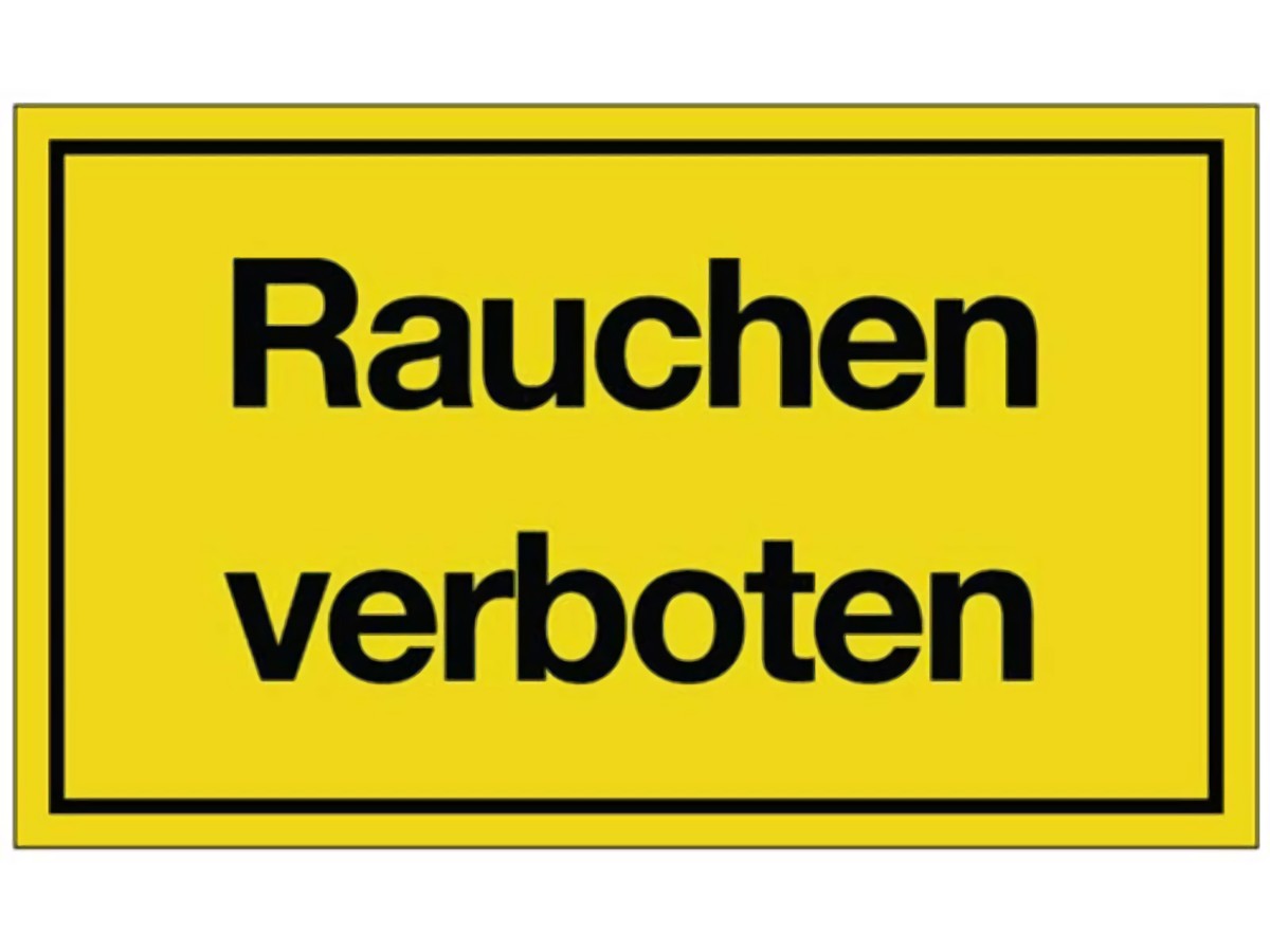 Hinweiszeichen Rauchen verboten L250xB150 mm gelb schwarz Kunststoff