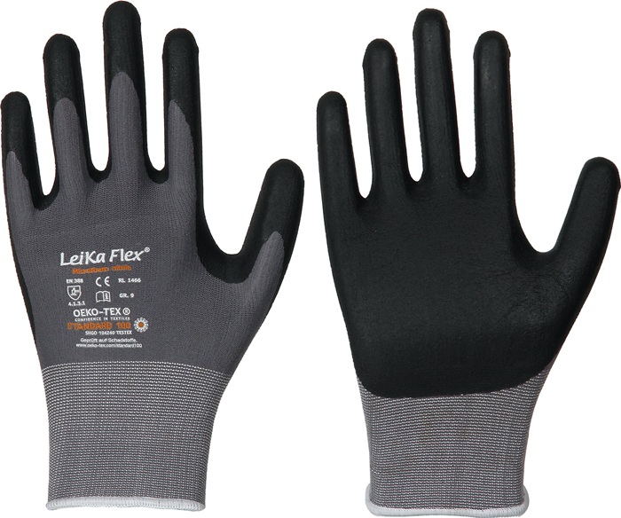 LEIPOLD 1466 Gr.10 Handschuhe LeiKaFlex 1466 Größe 10 grau EN420+EN388 PSA-Kateg
