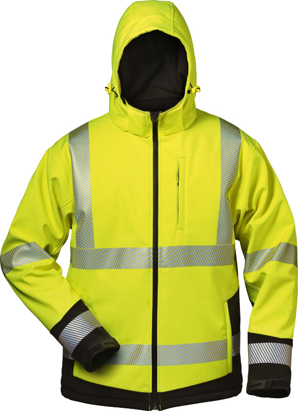 Gr .S (46/48) *MELVIN* WATTIERTE WARNSCHUTZ-SOFTSHELLJACKE gelb *MELVIN* PADDED