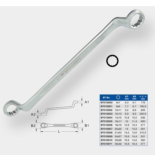 Brilliant Tools  BT012900 Doppel-Ringschlüssel, gekröpft, 6x7mm