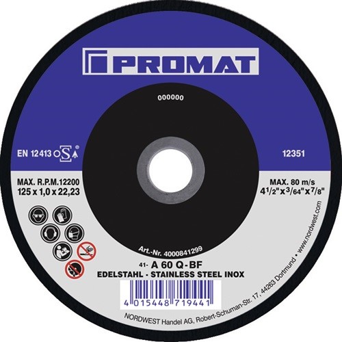PROMAT  Trennscheibe Action D125x1mm gerade INOX Bohrung 22,23 mm