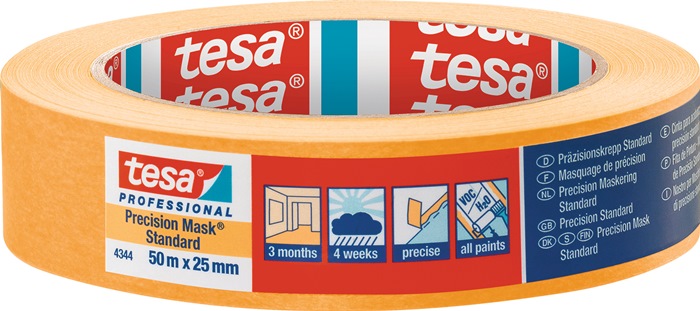 TESA 04344-00003-00 Präzisionskrepp 4344 Standard glatt hellbeige Länge 50 m Bre