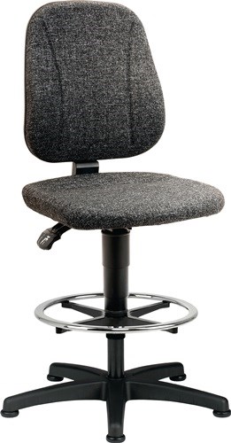 BIMOS 9651-CI11 Arbeitsdrehstuhl Unitec Bodengleiter + Fußring Stoffpolster grau