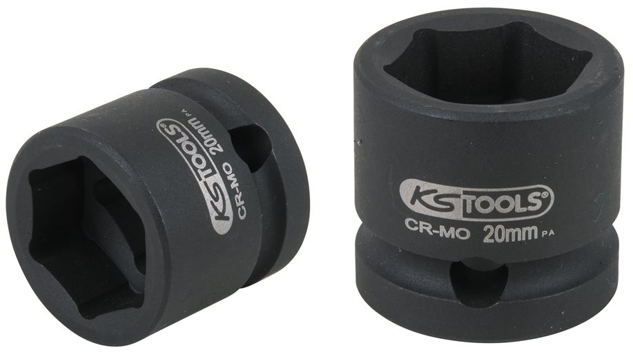 KS Tools 515.0068 1/2 Sechskant-Kraft-Stecknuss, extra kurz, 20,0 mm