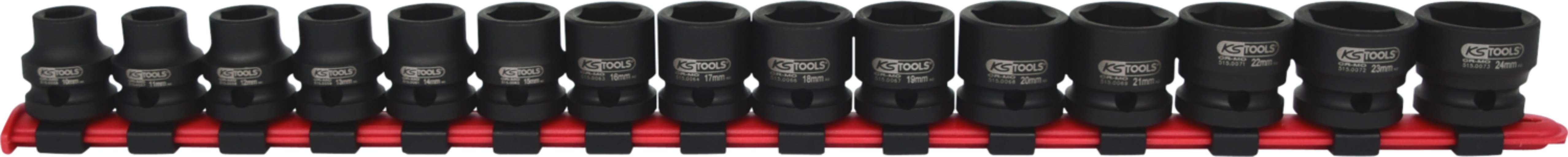 KS Tools 515.0055 1/2 Sechskant-Kraft-Stecknuss-Satz, extra kurz, 15-tlg.