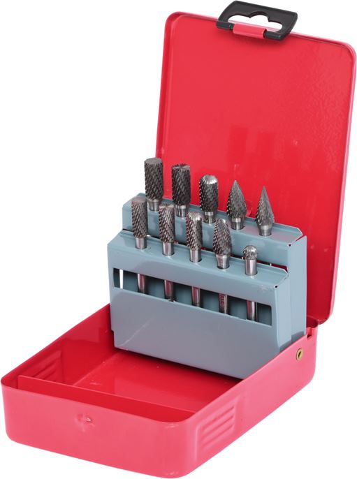 KS Tools 515.3210 HM Frässtift-Satz, Stahlblechkassette, 10-tlg.