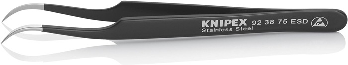 KNIPEX 92 38 75 ESD Präzisionspinzette  Länge 120 mm 45° gewinkelt sichelform ro