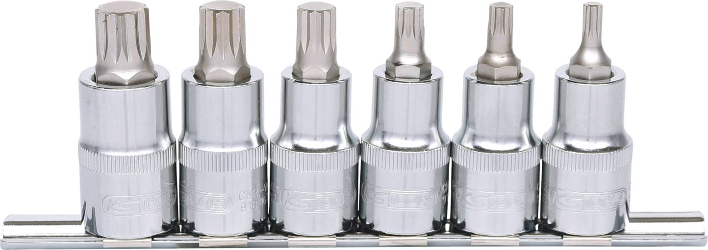 KS Tools 918.1349 1/2'' CHROMEplus Bit-Stecknuss-Satz XZN, 6-tlg. M5-M14