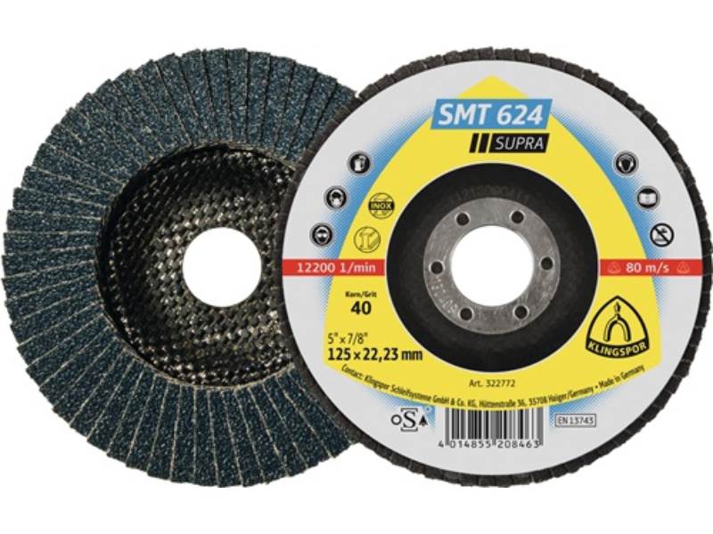 KLINGSPOR 322776 Fächerscheibe SMT 624 Supra D. 125 mm Körnung 120 12Grad gewölb