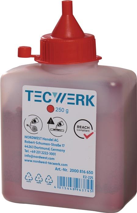 TECWERK 2000816650 Schlagschnurkreide 250g rot Ku.-Flasche TECWERK 2000816650