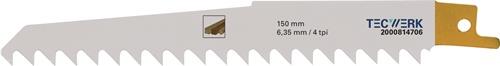 TECWERK 2000814706 Säbelsägeblatt L.150mm B.19mm 6,35mm TPI 4 HCS/CV 5 St./Karte