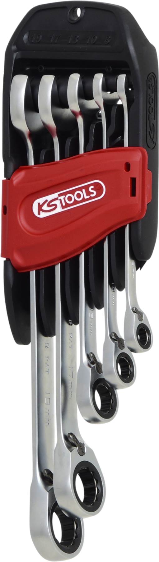 KS Tools 503.4955 GEARplus® RINGSTOP-Ratschenringmaulschlüssel-Satz, abgewinkelt