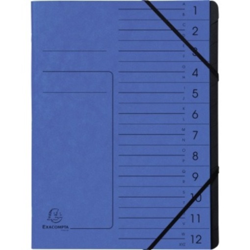 Exacompta Ordnungsmappe 541202E DIN A4 12Fächer Karton blau