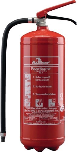 GLORIA 21411216 Pulverfeuerlöscher Adler PDE12 12 kg mit Dauerdruck Brandklasse