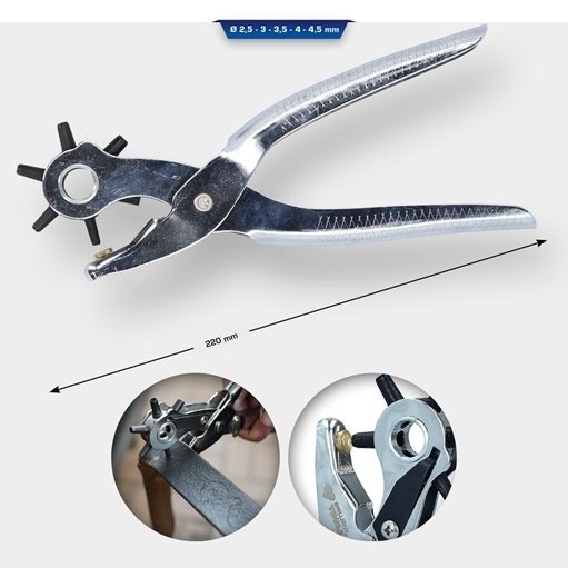 Brilliant Tools  BT066902 Revolverlochzange, Ø 2,5 - 3 - 3,5 - 4 - 4,5 - 5 mm