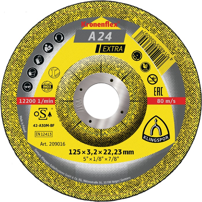 KLINGSPOR 209016 Trennscheibe A 24 Extra D125xB3,2mm Bohrung 22,23mm mittelhart