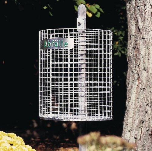 Abfallkorb H400xB430xT210mm 27 l Drahtgitter verzinkt mit gelochtem Boden