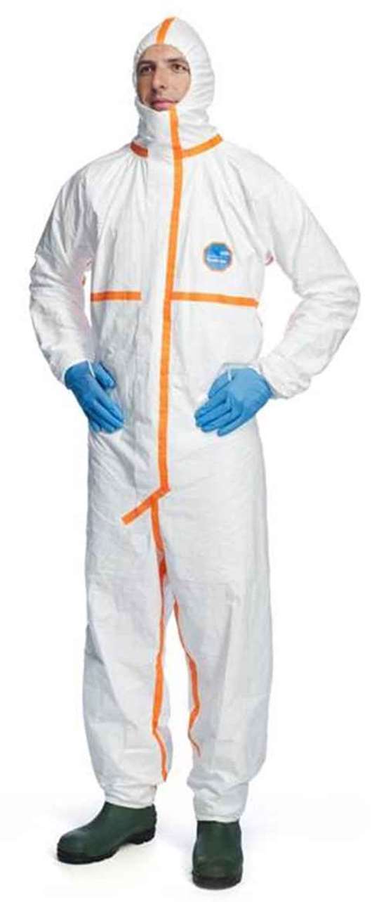 *800 J* SCHUTZANZUG, TYVEK CAT.3, TYP 3-B/4-B/5-B/6-B,  WEISS 2928_3 Norm 	PSA Kategorie 3, TYP 3-B/4-B/ 5-B/6-B
Material 	100% Polyethylen, (HDPE Tyvek®) antistatisch ausgerüstet
Farbe 	weiß mit orangefarben heiß überklebten Nähten
Größen 	M-XXXL
 Eine