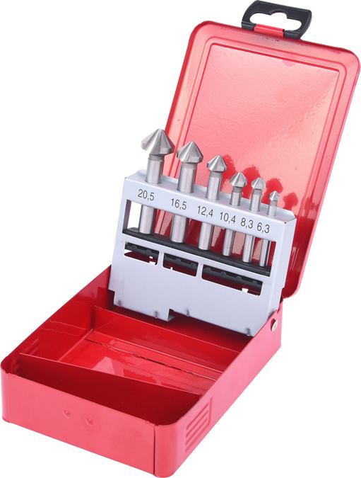 KS Tools 336.0406 HSS Kegel- und Entgratsenker-Satz, Stahlblechkassette 6-tlg.