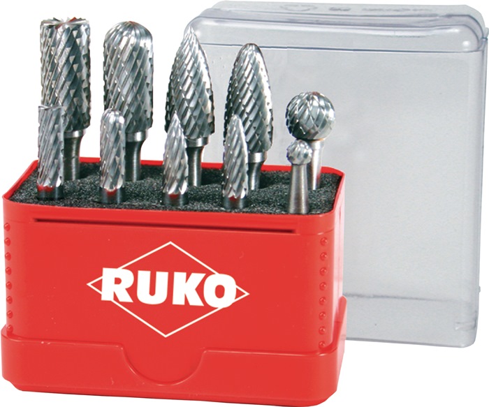 RUKO 116002 Frässtift-Satz  Schaft-Ø 6 mm 10 teilig HM ZYA-ST/WRC/SPG/RBF/KUD