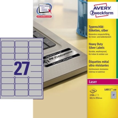Avery Zweckform Etikett 63,5x29,6mm Typenschild 2.700 Etik./Pack.