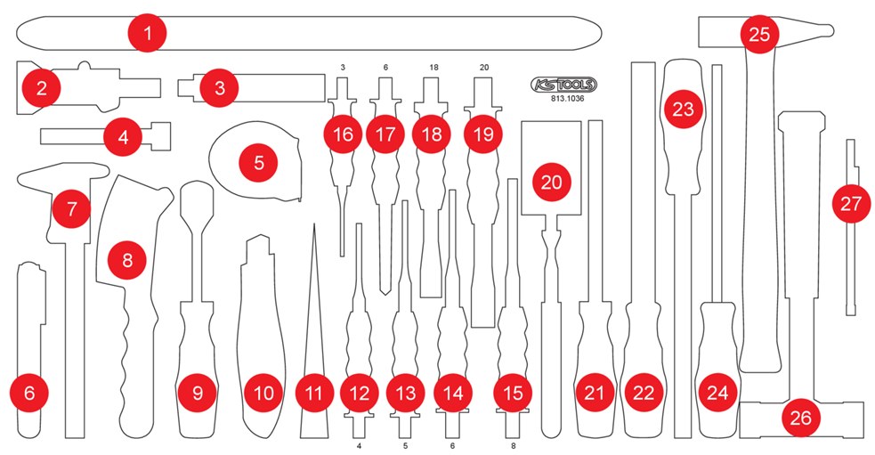 KS-Tools 813.1036-97 Leere Schaumstoffeinlage zu 813.1036