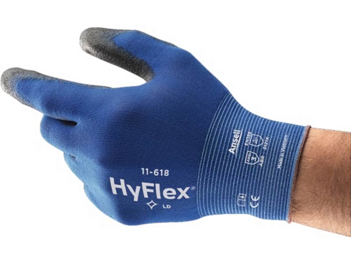 ANSELL 11618110 Handschuhe HyFlex® 11-618 Größe 11 blau/schwarz EN 388 PSA-Kateg