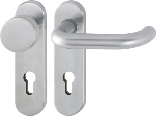 HOPPE 3296687 Kurzschildgarnitur Paris E58/353K/138Z Edelstahl F69 PZ abgerundet