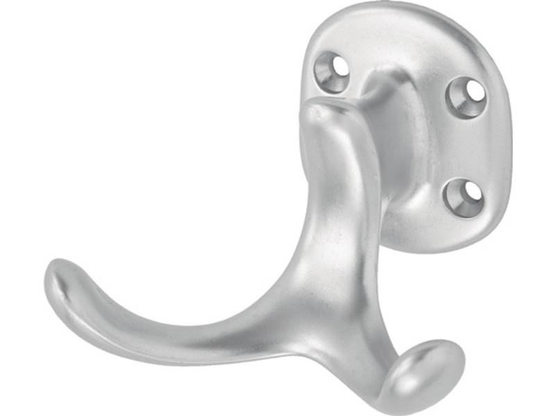 HERMETA 0029-01E Mantelhaken 0029 zweifach Ausladung 60 mm Aluminium silberfarbi