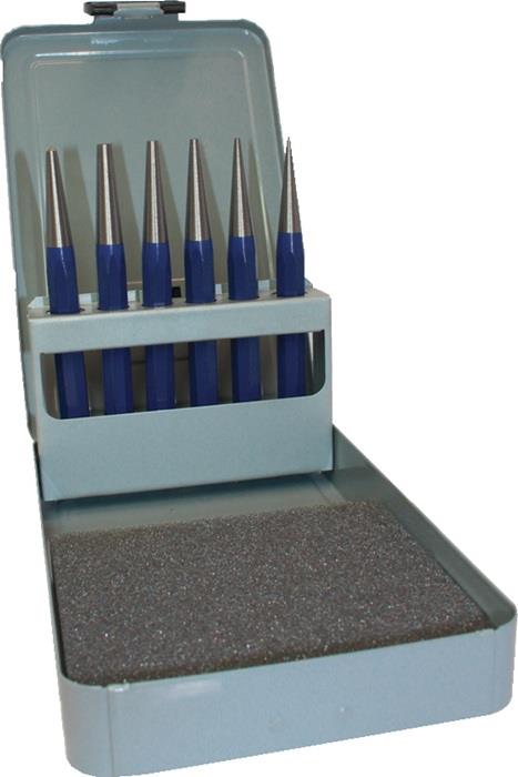 TECWERK  Durchtreiber-Satz  6 teilig 1-2-3-4-5 + Körner-D. 4 mm  Metallkassette