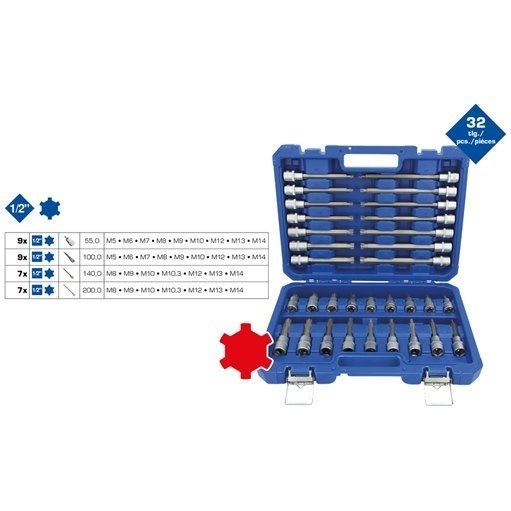 Brilliant Tools  BT022032 1/2'' Steckschlüssel-Satz, 32-tlg., RIBE Profil