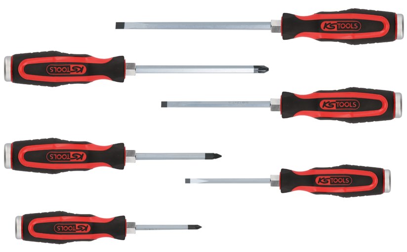 KS Tools 151.1165 ERGOTORQUEmax Schlagkappen-Schraubendreher-Satz, 6-tlg. Schlit