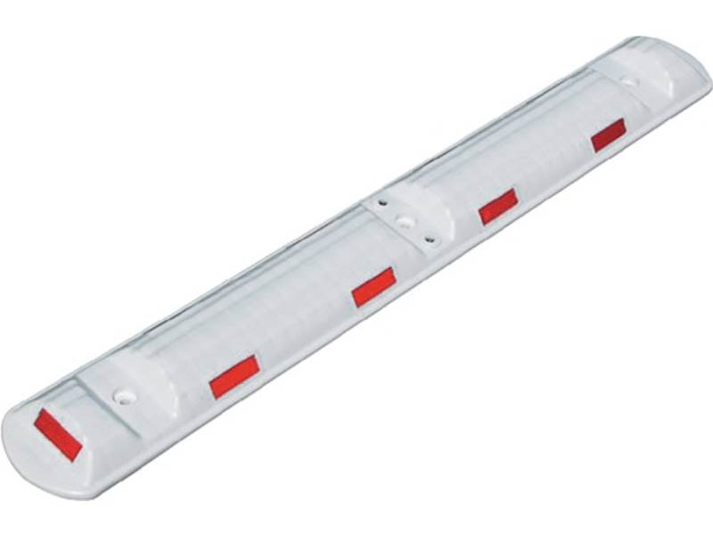 12202SW Leitschwelle L1170xB150xH50mm Polypropylen weiß mit roten Reflexstreife