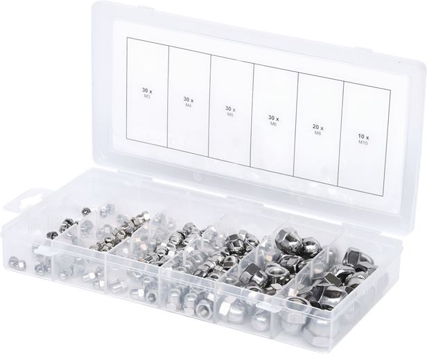 KS Tools 970.0460 Sortiment Edelstahl-Muttern, metrisch, 150-tlg.