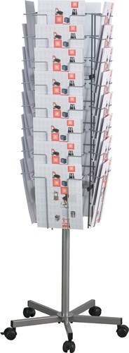 5130-8 Prospektständer D. 510 mm H1475mm silber 32 Fächer DIN A4