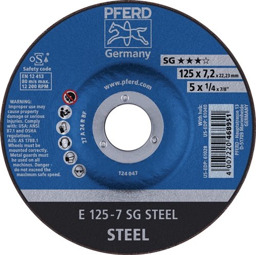 PFERD TOOLS 62212426 Schruppscheibe SG STEEL D125xS4,1mm gekröpft Stahl Bohrung