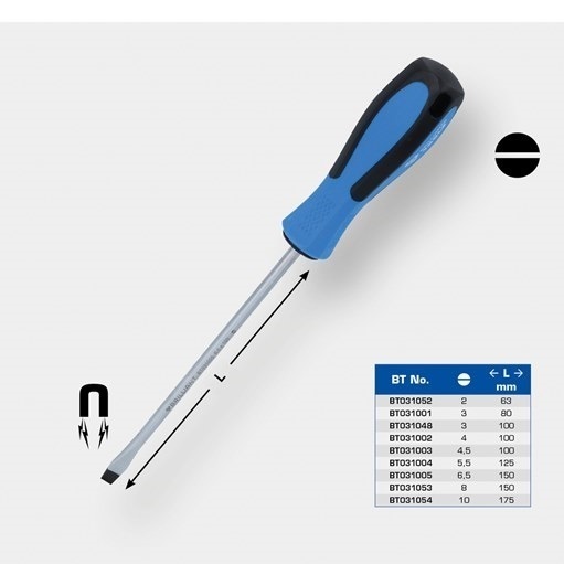 Brilliant Tools  BT031001 Schraubendreher Schlitz, 3,0 x 80 mm