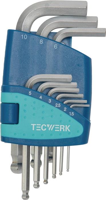 TECWERK  Sechskantwinkelschraubendreher-Satz  9-teilig Kunststoffhalter SW 1,5 -