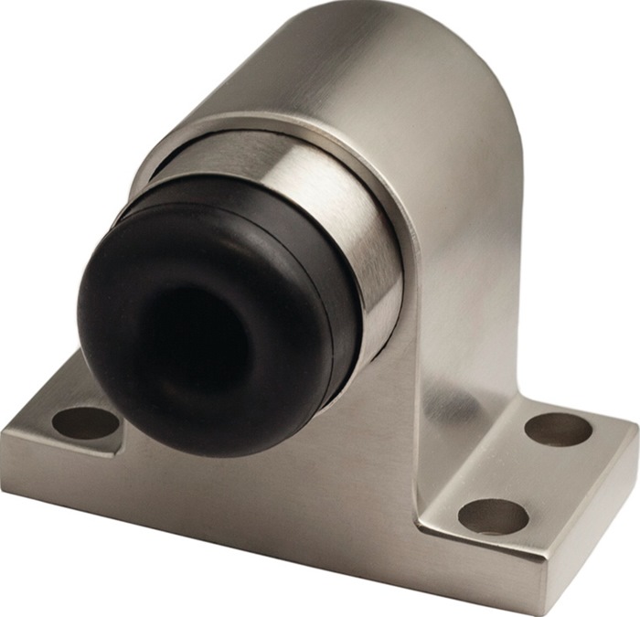 SCHNEGEL 001/589/1 Türstopper 001/589/1 Höhe 75 mm Aluminium silberfarbig einbrennlackiert Dübelmontage Edelstahl matt · für mittelschwere bis schwere Türen · mit vier Anschraublöchern M8 · für Türbreite 1000 mm und Türhöhe 2200 mm · maximales Türgewicht