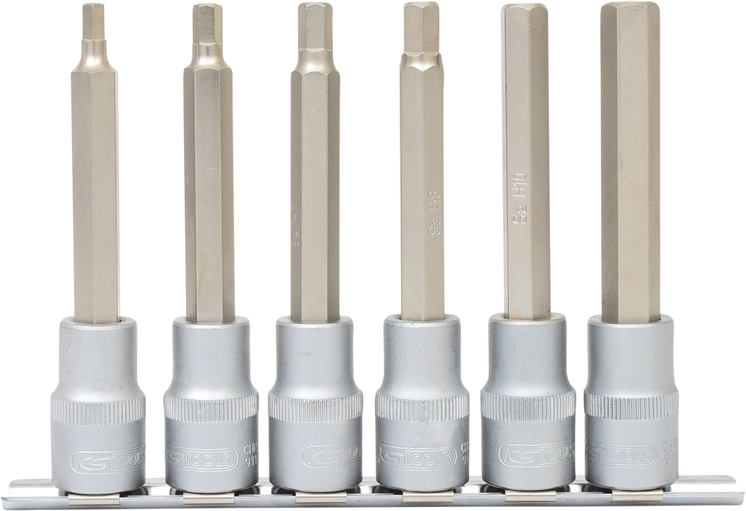 KS Tools 911.1336 1/2'' Bit-Stecknuss-Satz Innensechskant, lang, 6-tlg.