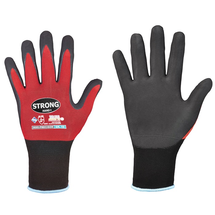 STRONGHAND 0695-08 Handschuhe PRECISOR Größe 8 rot/schwarz EN 420, EN 388 PSA-Ka