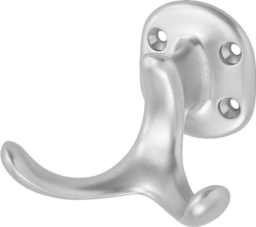 HERMETA 0029-01E Mantelhaken 0029 zweifach Ausladung 60 mm Aluminium silberfarbi
