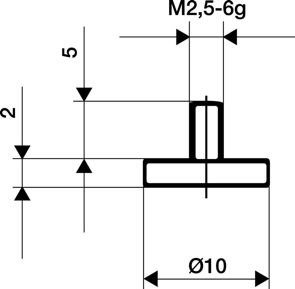 KÄFER 62007 Messeinsatz  Ø 10 mm plan M2,5 Hartmetall passend zu Messuhren